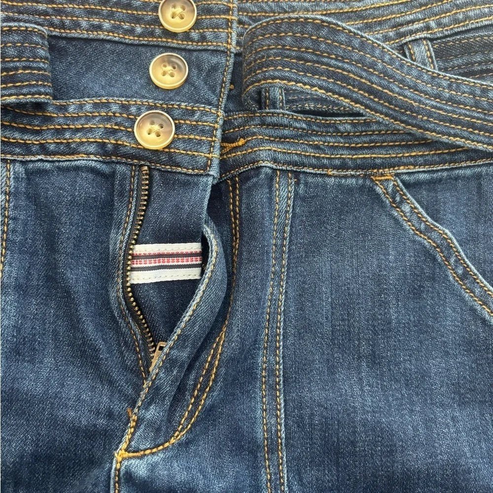 Anthropology Pilcro and the Letterpress Blue Jean Shorts with Paper Bag Waist